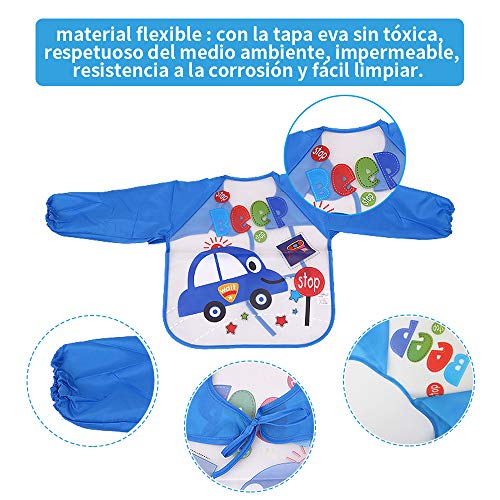 Letilio Baberos - 6 pcs Impermeable delantal de bebé unisexo EVA con manga larga para 6 meses a 3 años edad