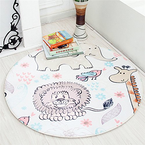 lfombra redonda para niños, lavable con diseño de animales, el gimnasio,alfombra antideslizante para el cuarto del bebé, alfombra redonda Animal Town Talla:Dia-90cm