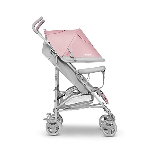 Lionelo Elia Buggy - Cochecito de bebé plegable pequeño, de 6 meses hasta 15 kg, con mosquitera, protector de lluvia (rosa tropical)