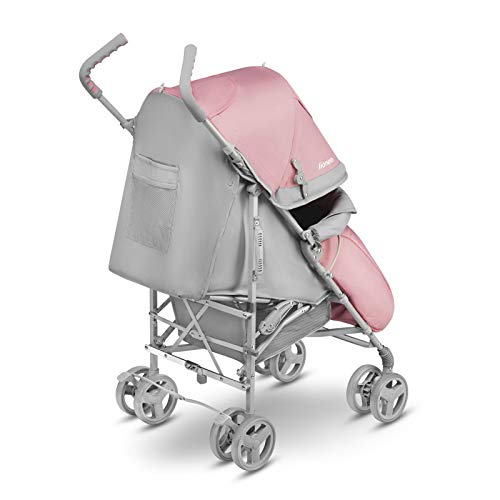 Lionelo Elia Buggy - Cochecito de bebé plegable pequeño, de 6 meses hasta 15 kg, con mosquitera, protector de lluvia (rosa tropical)