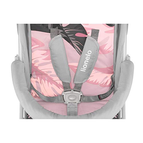 Lionelo Elia Buggy - Cochecito de bebé plegable pequeño, de 6 meses hasta 15 kg, con mosquitera, protector de lluvia (rosa tropical)