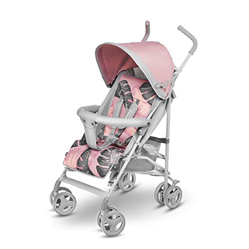 Lionelo Elia Buggy - Cochecito de bebé plegable pequeño, de 6 meses hasta 15 kg, con mosquitera, protector de lluvia (rosa tropical)