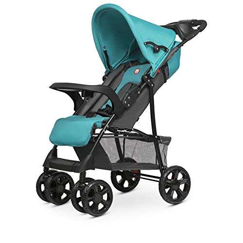 Lionelo Emma Plus - Carrito de bebé ligero y moderno, pequeño, con posición reclinada, plegable (Vivid Turquoise)