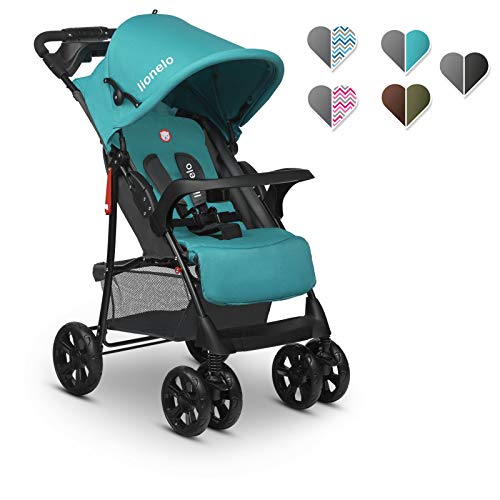 Lionelo Emma Plus - Carrito de bebé ligero y moderno, pequeño, con posición reclinada, plegable (Vivid Turquoise)