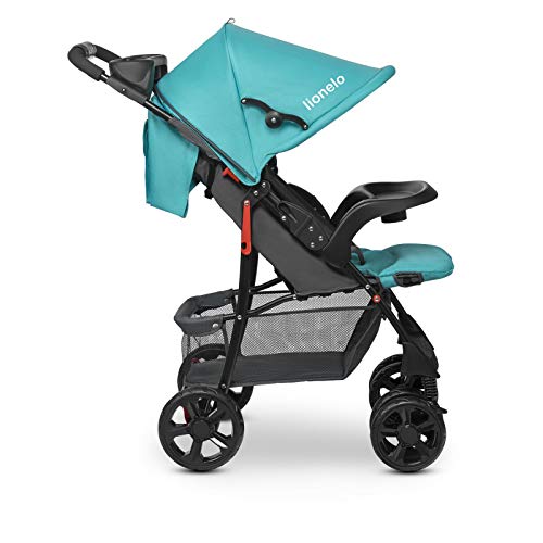 Lionelo Emma Plus - Carrito de bebé ligero y moderno, pequeño, con posición reclinada, plegable (Vivid Turquoise)