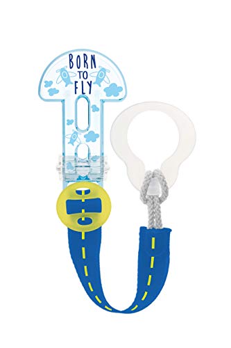 MAM Clip It! & Cover, Broche de chupete y funda de chupete cubre tetina, sujeta chupete con longitud ajustable, pinza chupetero para todo tipo de chupetes, 0+ meses, azul