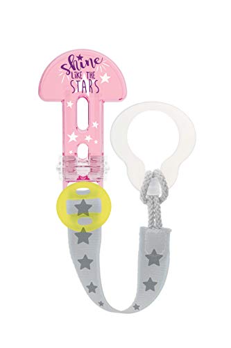 MAM Clip It! & Cover, Broche de chupete y funda de chupete cubre tetina, sujeta chupete con longitud ajustable, pinza chupetero para todo tipo de chupetes, 0+ meses, rosa