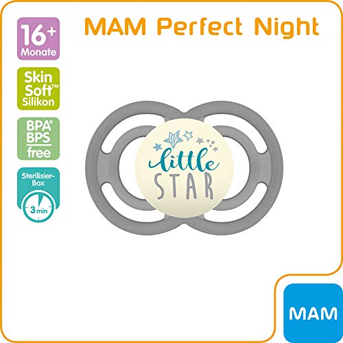 Mam Perfect Night luminoso, Chupete, 16 Mo + Joven//Juego De 3//Incluye 3 ster ilisi ertra port Cajas