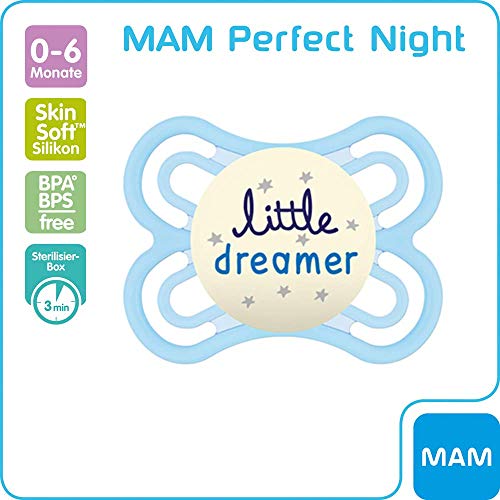 Mam Perfect silicona Chupete 0 – 6//Juego De 2//Incluye 2 ster ilisi ertra port Cajas//Baby fehn Chupete plana Panda//