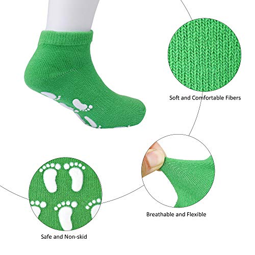 MaoXinTek Calcetines Antideslizantes para Niños Pequeños Algodón Lindo con Puños, Calentar 8 Pares de Zapatillas Calcetines de Piso de Corte Bajo con Silicona para 1-3 años de Bebés y Niñas