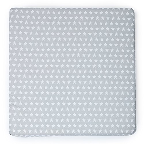 Mimuselina Colchoneta Suelo Bebé | Colchoneta de Suelo Evolutiva Gateo, Alfombra de Juegos Desenfundable y Plegable, Versátil, Estampado de Estrellas Gris, 120x120x5cm