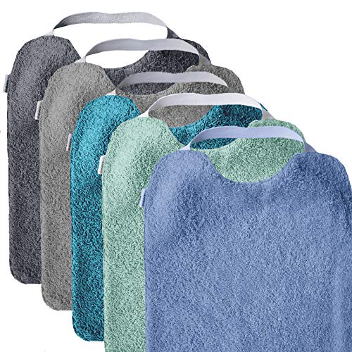 Mimuselina Pack 5 Baberos | Pack Aqua Ideal para Guardería, Interior Impermeable, Goma en Cuello para Fomentar Autonomía e Independencia, de Rizo, 31 x 25 cm