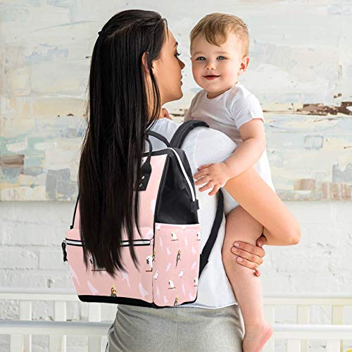 Mochila para pañales de bebé, multifunción, grande, diseño de cacatúas, para mamá y papá