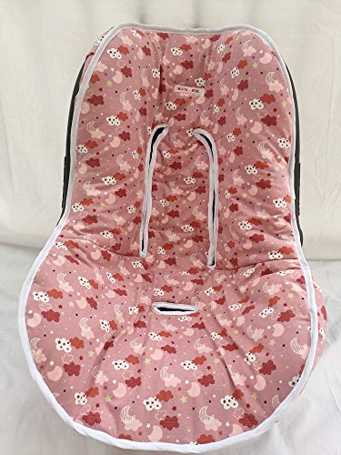 MOON-BEBE Funda Universal acolchada para Portabebe y silla de coche grupo 0 (ROSA)