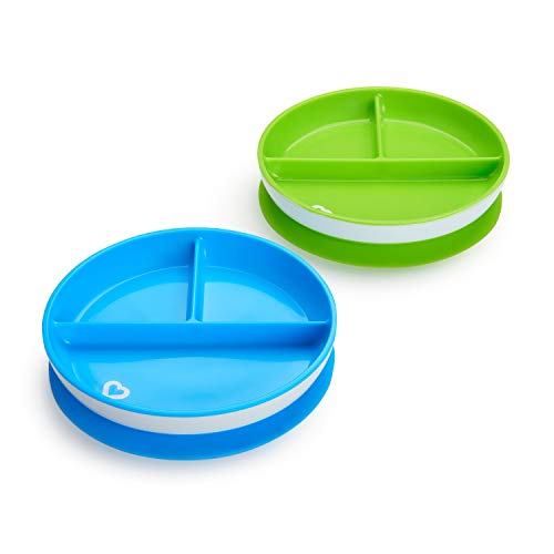 Munchkin - Platos de ventosa divididos Stay Put, azul/verde