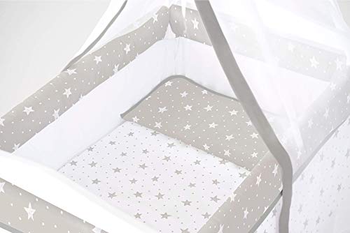 NAFNAF Minicuna Cuadrada con Velo Completa - Stars and Dots (textil y velo incl.)