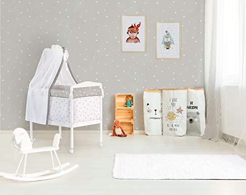 NAFNAF Minicuna Cuadrada con Velo Completa - Stars and Dots (textil y velo incl.)