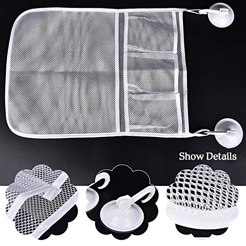 NEPAK 3 Pcs Red de Baño Almacenamiento Bolsa de Juguete + 6 Piezas Ganchos,Almacenamiento de Juguetes Baño para Bebés, Toy Storage Net para Baby Bath Toys y más