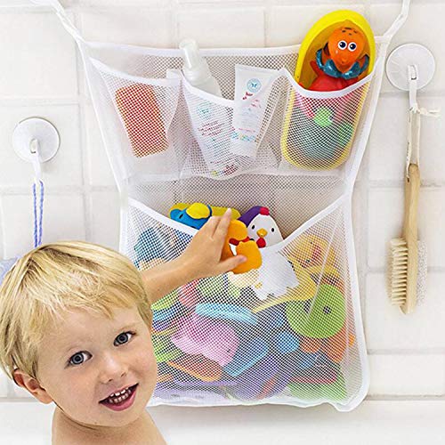 NEPAK 3 Pcs Red de Baño Almacenamiento Bolsa de Juguete + 6 Piezas Ganchos,Almacenamiento de Juguetes Baño para Bebés, Toy Storage Net para Baby Bath Toys y más