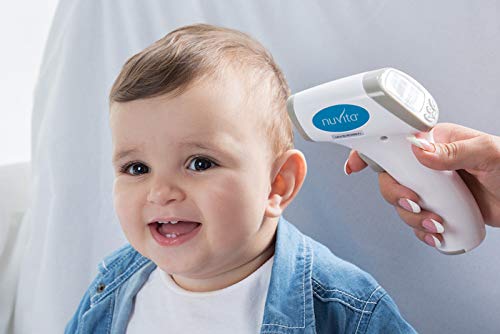 Nuvita 2091C termometro infrarrojos - Alarma de Fiebre con Sonidos Y 3 Colores – Aprobado por CE – Termometro Digital Bebe Sin Contacto Para Niños Y Adultos – Marca Europea