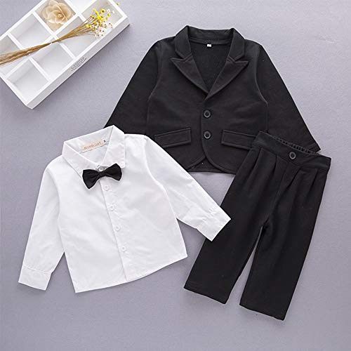 Nyan Cat - Traje de Niño para Boda Ceremonia Fiesta de Algodón 3 Piezas Conjunto Formal Niño Elegante con Flor de Pecho Cómodo Formal - Negro - 3-4 Años