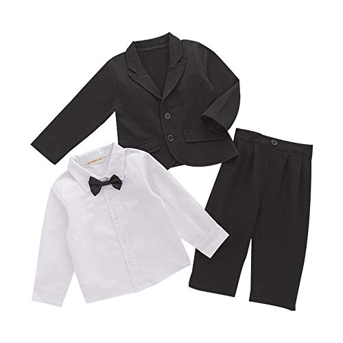 Nyan Cat - Traje de Niño para Boda Ceremonia Fiesta de Algodón 3 Piezas Conjunto Formal Niño Elegante con Flor de Pecho Cómodo Formal - Negro - 3-4 Años