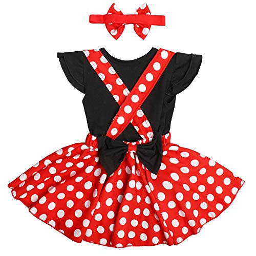 OwlFay Bebé Niñas Vestido Lunares Polka Dots Tutu+ Mameluco Romper + Diadema Traje de Princesa Fiesta para Carnaval Cumpleaño Natale 18-24 Meses