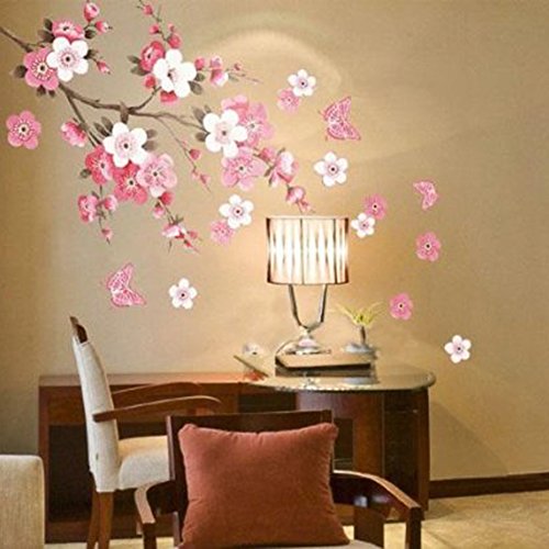 Pegatinas de pared de flor de Sakura - Extraíble Cherry Blossom Tree Branch Calcomanías Murales - DIY Home Decor Papel de pared para sala de estar Habitación de los niños - Dracarys