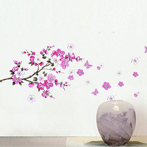 Pegatinas de pared de flor de Sakura - Extraíble Cherry Blossom Tree Branch Calcomanías Murales - DIY Home Decor Papel de pared para sala de estar Habitación de los niños - Dracarys