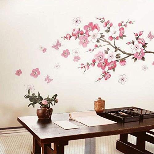 Pegatinas de pared de flor de Sakura - Extraíble Cherry Blossom Tree Branch Calcomanías Murales - DIY Home Decor Papel de pared para sala de estar Habitación de los niños - Dracarys