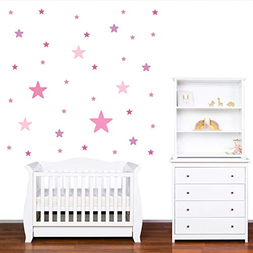 PREMYO 36 Estrellas Pegatinas Pared Infantil - Vinilos Decorativos Habitación Bebé Niña - Fácil de Poner Rosa Pastel