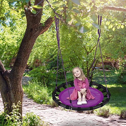 Relaxdays, Morado, Columpio Jardín Nido de Altura Ajustable para Niños y Adultos, hasta 100 kg, ø 80 cm