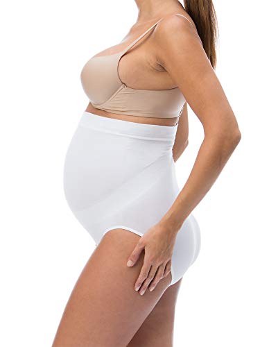 RelaxMaternity 5100 (Blanco, M) Bragas de algodón premamá con Soporte Abdominal, Faja de Maternidad