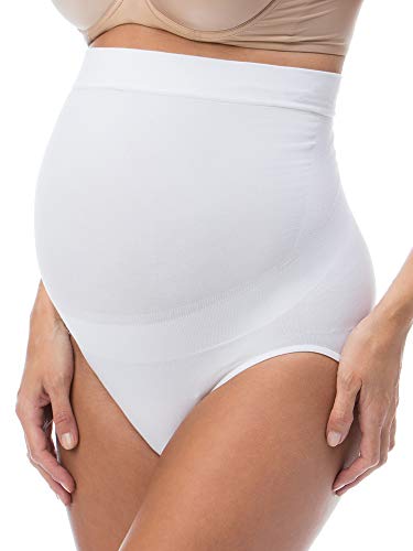 RelaxMaternity 5100 (Blanco, M) Bragas de algodón premamá con Soporte Abdominal, Faja de Maternidad