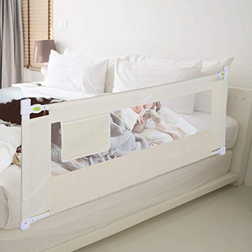 Rieles de cama de bebé Elevación vertical Portátil plegable ajustable Anti-caída Riel de protección de cama para niños pequeños y niños Beige 180 cm