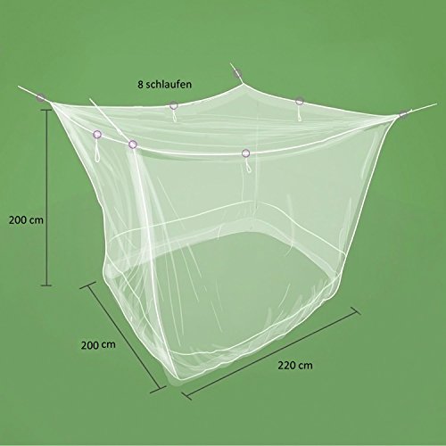 Sekey 220x200x200 cm Mosquitera para cama doble con Kit de colocación, Cortina, Protección repelente contra Insectos, malla antinsectos con rápida y fácil instalación, Blanco