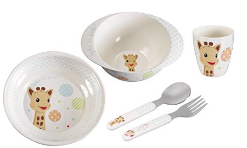 Sophie La Girafe 470006.0 - Set comida plato, bol, vaso y cubiertos