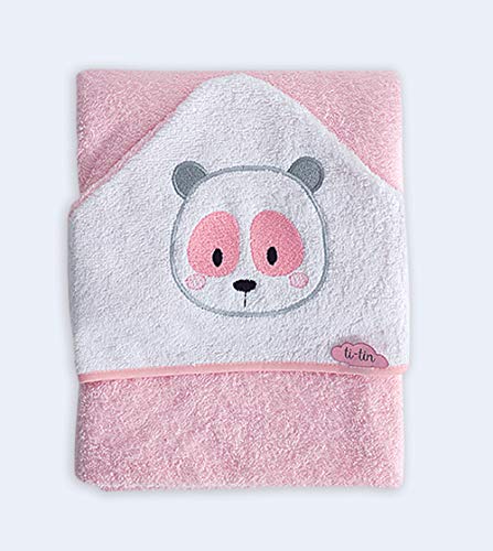 Ti-tín, Capa de Baño Bebe Toalla 100x100 OSO PANDA Rosa