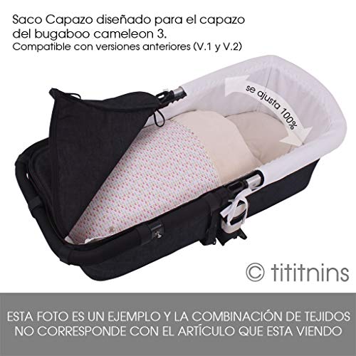 Tititnins® - Saco Capazo Invierno Bugaboo Camaleon 2 y 3 PIQUE TOPO GRIS.Velour Gris (**Interior Polar Alta Calidad)