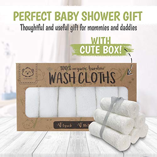 Toallita de baño para bebés - Toallitas de baño de bambú - Toallita suave y orgánica para bebés - Toalla facial para bebés, adultos e infantes (Blanco)