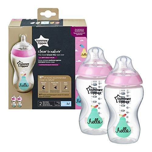 Tommee Tippee Biberones Closer to Nature, 340 ml, 2 Unidades, Rosa