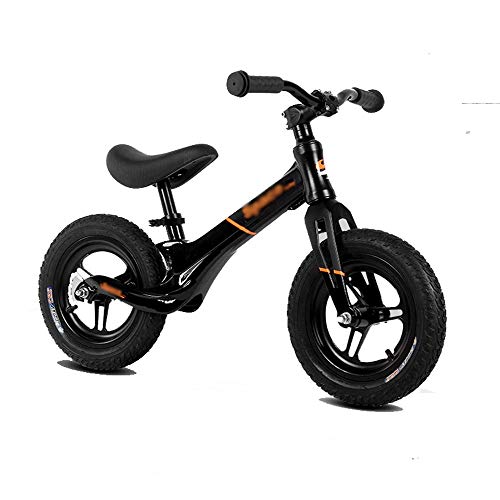 TONGSH Bicicleta Deportiva de 12 Pulgadas con Bicicleta de pedaleo sin Pedales con Marco de aleación de magnesio, Asiento Ajustable para Edades de 2 a 6 años (Color : Negro)