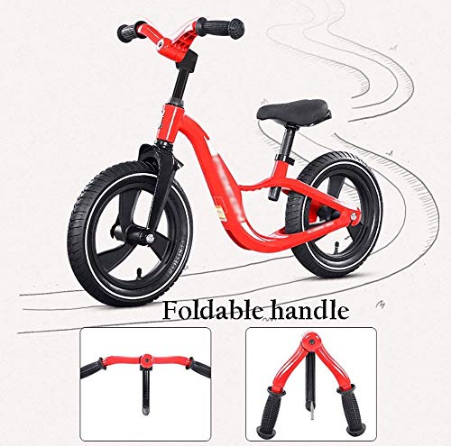 TONGSH Bicicleta Deportiva de 12 Pulgadas con Bicicleta de pedaleo sin Pedales con Marco de aleación de magnesio, Manillar Ajustable, para Edades de 2 a 6 años (Color : Red)