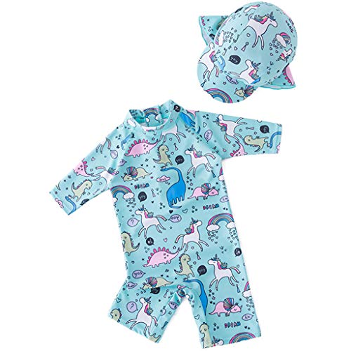 Traje de Baño para Niñas Niños Bañador Bebé Protección Solar UV Unicornio Traje de Buceo Una Pieza Ropa de Natación y Gorra de Natación