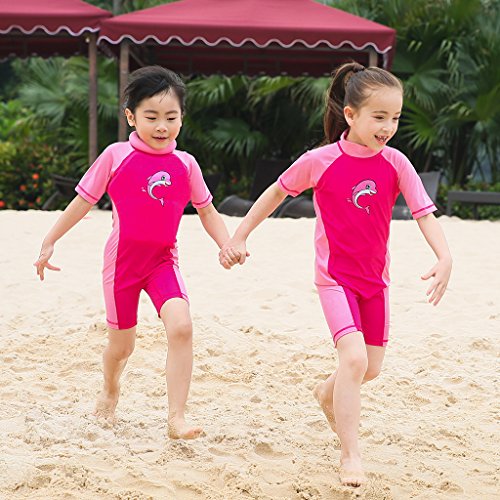 Traje de Flotación para Niñas Niños - Bebé Flotante Bañadores Manga Corta Ropa de Natación UV Protección Solar Traje de Baño Natación Aprendizaje 1-7 Años