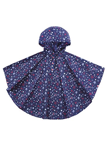 URBEAR Unisex Niñas Niños Impermeable con capucha impermeable de la lluvia del poncho, Azul M（100-130CM)