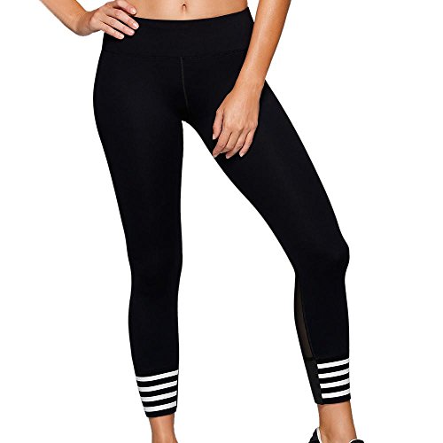 VJGOAL Mujeres Moda Casual Cintura Alta Deportes Gimnasio Pilates Yoga Pantalones Correr Fitness Leggings Cómodo Ropa de Entrenamiento Transpirable(Small,Negro)