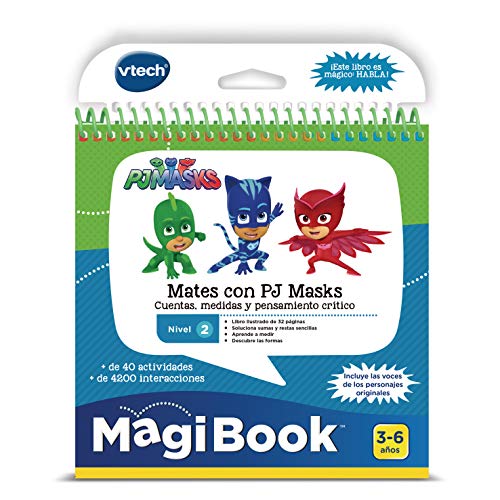 VTech Libro para Magibook PJ Masks, Aprende en casa, Operaciones matemáticas básicas y Medidas con más de 40 Actividades y Cientos de interacciones, Nivel 2, 3-6 años (3480-480122)