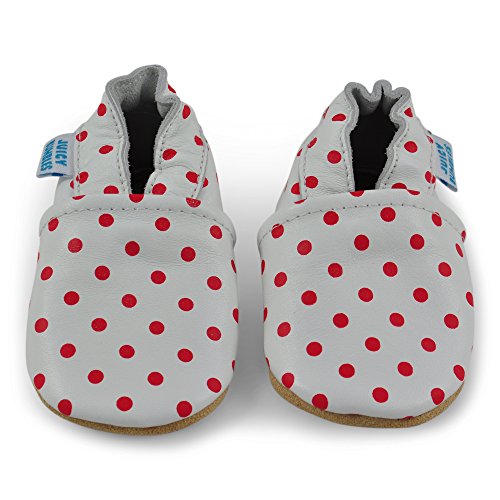 Zapatos Bebe Niña - Zapatillas Niña - Patucos Primeros Pasos - Lunares Rojos 2-3 Años