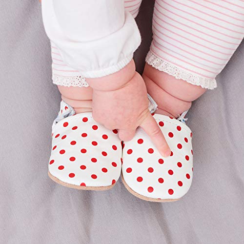 Zapatos Bebe Niña - Zapatillas Niña - Patucos Primeros Pasos - Lunares Rojos 2-3 Años